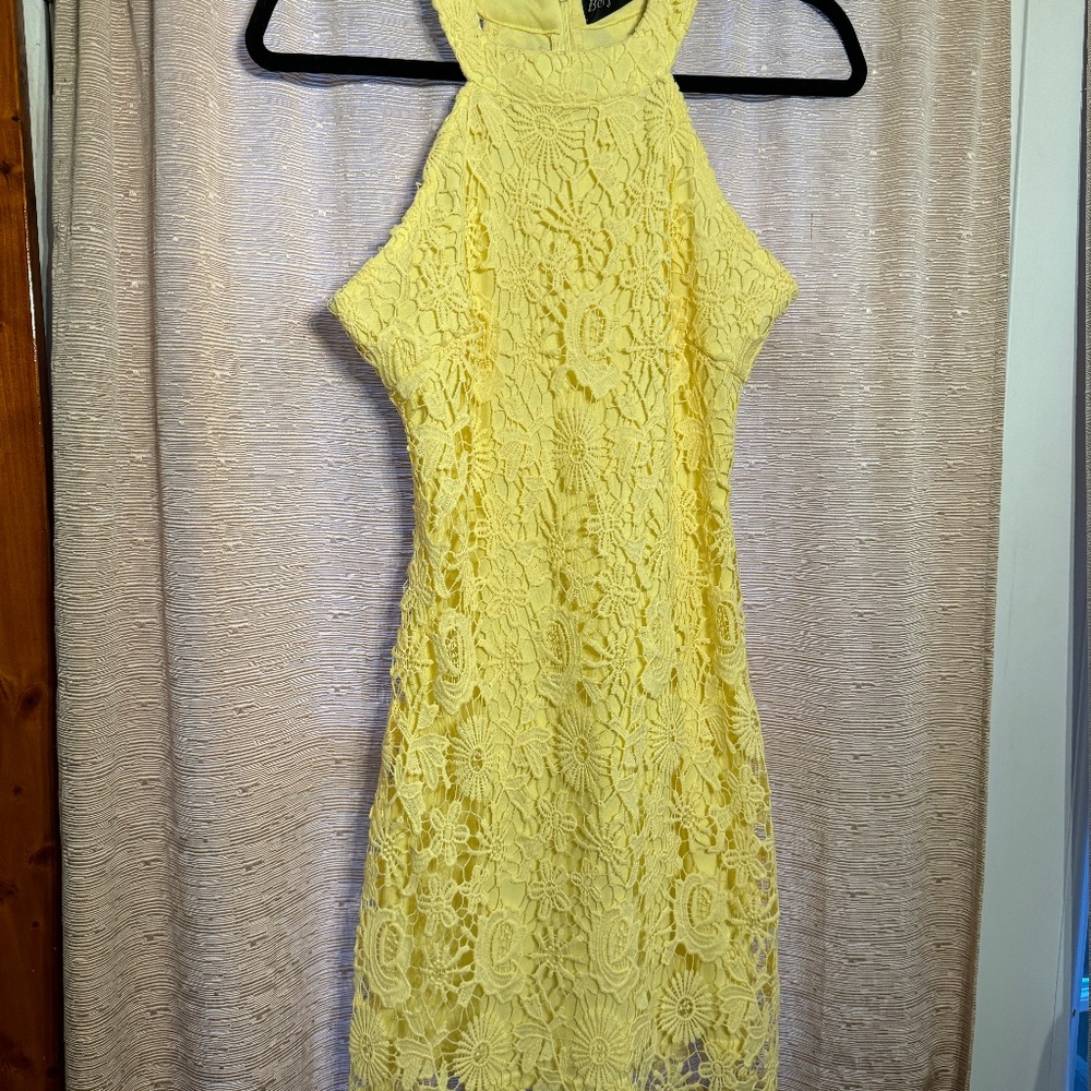 Lacy Bodycon Yellow Sundress, Size Small 6
